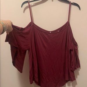 american eagle outfitters off  shoulder plum top